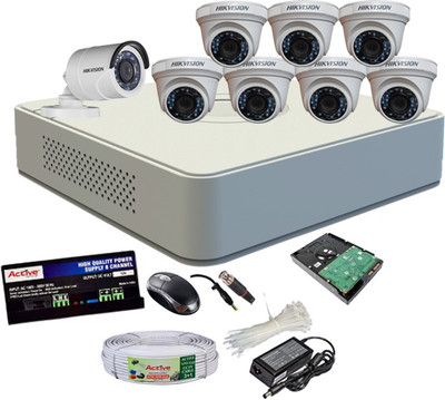 

Hik Vision HDTVI Full Combo, Turbo IR Dome Camera 7Pcs & Bullet Camera 1Pcs + Active Cable + 1TB HDD+ F1 Mini DVR 8 Channel Home Security Camera(1 TB)