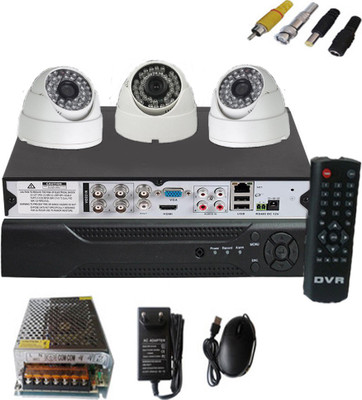 

Techshoppe 3 CCTV Dome camera + 4 channel DVR kit 4 Channel Home Security Camera(2000 GB)