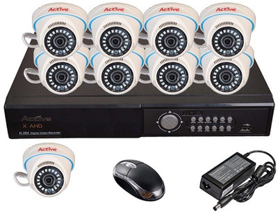 Active AHD Full Combo, AHD 1MP Dome Camera 9Pcs + AHD DVR 16 Channel Home Security Camera