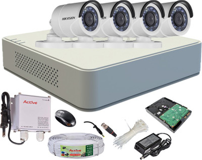 

Hik Vision Full Combo, DS-2CE16COT-IRP Bullet Camera 4Pcs + Active Cable + 500GB HDD + F1 Mini DVR 4 Channel Home Security Camera(500 GB)