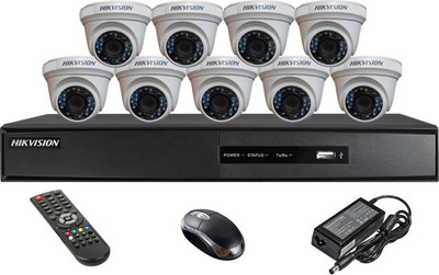 Hik Vision SH Combo, HDTVI DS2CE56COT-IR Dome Camera 9Pcs + HDTVI DVR Security Camera(16 Channel)