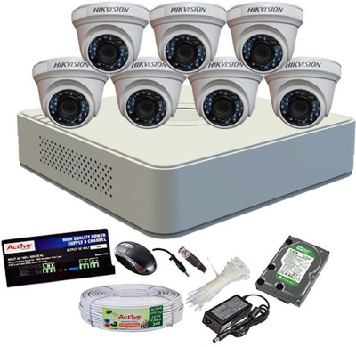 

Hik Vision HDTVI Full Combo, DS2CE56COT-IR Dome 7Pcs + Active Cable + HD Mini DVR 8 Channel Home Security Camera(1 TB)