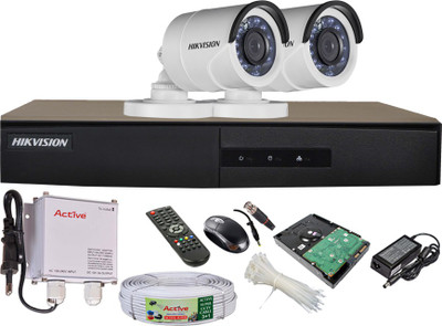 

Hik Vision Hikvision HD Full Combo, DS-2CE16C2T-IRP Bullet Camera 2Pcs + Active Cable + 500GB HDD + HDTVI DVR 4 Channel Home Security Camera(500 GB)
