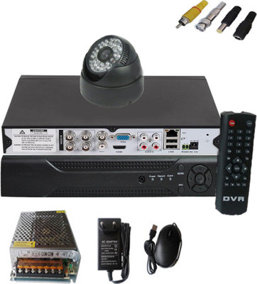 

Techshoppe 1 CCTV Black Dome camera + 4 channel DVR kit 4 Channel Home Security Camera(2000 GB)