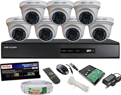 

Hik Vision HDTVI Full Combo, DS-2CE56COT-IR Dome Camera 7Pcs + Active Cable + 1TB HDD + HD DVR 8 Channel Home Security Camera(1 TB)