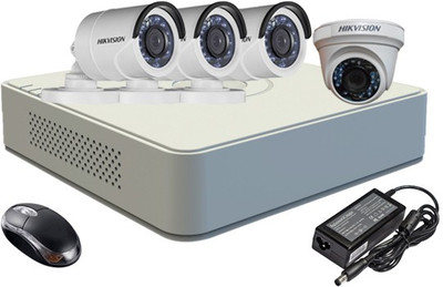 

Hik Vision Combo, Turbo IRPF Bullet Camera 3Pcs & Dome Camera 1Pcs + F1 Mini DVR 4 Channel Home Security Camera(4 TB)