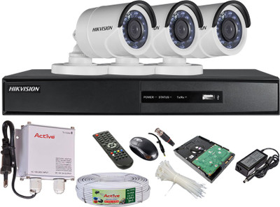 

Hik Vision HDTVI Full Combo, DS-2CE16COT-IR Bullet Camera 3Pcs + Active Cable + 500GB HDD + HD DVR 4 Channel Home Security Camera(500 GB)