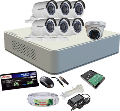 

Hik Vision HDTVI Combo, Turbo IR Bullet Camera 6Pcs & Dome Camera 1Pcs + 1TB HDD + 1TB HDD + Active Cable + F1 Mini DVR 8 Channel Home Security Camera(1 TB)
