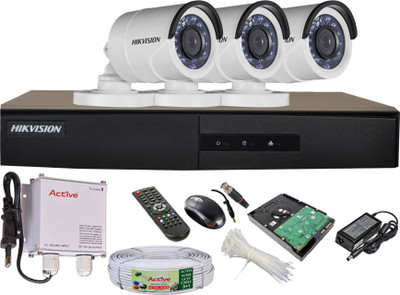 

Hik Vision Full Combo, HD DS-2CE16COT-IRP Bullet Camera 3Pcs + Active Cable + 500GB HDD + HD DVR 4 Channel Home Security Camera(500 GB)