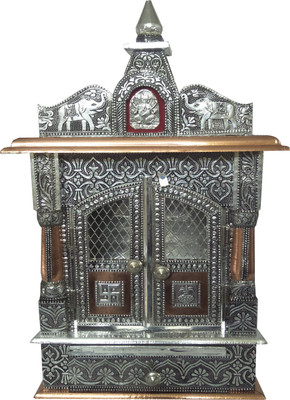 

Pavitra Ghar 12" x 7" x 22" Door With Ghummat Aluminium - Copper Oxidize Carving Temple Wooden, Aluminium, Copper Home Temple(Height: 33 cm)
