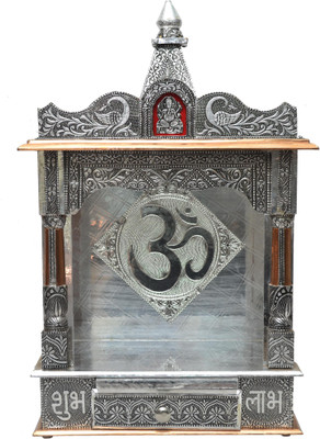 

Pavitra Ghar 18" x 7" x 25"Open With Ghummat Aluminium - Copper Oxidize Carving Temple Wooden, Aluminium, Copper Home Temple(Height: 48 cm)