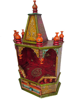 

NG Art Ventura Dismantle able Handpainted Mandir 28 Inches tall With Dome Top Wooden Home Temple(Height: 66 cm)