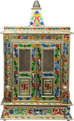 

Pavitra Ghar 15" x 6" x 21.5" Door Mina Work Carving Temple Wooden, Aluminium Home Temple(Height: 55 cm)
