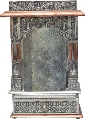 

Pavitra Ghar 10" x 7" x 16.5" Open Aluminium - Copper Oxidize Carving Temple Wooden, Aluminium, Copper Home Temple(Height: 41 cm)
