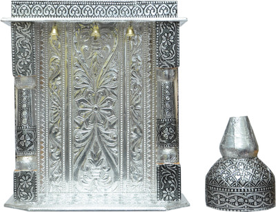 

Pavitra Ghar 9" x 5" x 13.5" Small Oxidize Carving Temple Wooden, Aluminium Home Temple(Height: 34 cm)