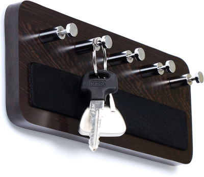 BLUEWUD Skywood Wood Key Holder(5 Hooks, Brown)