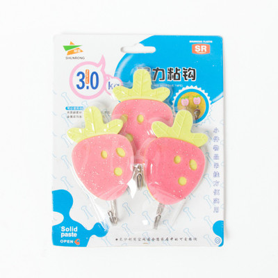 EZ Life 3 Piece Wall Hook Set- Super Strawberry 3 - Pronged Hook(Multicolor Pack of 3)