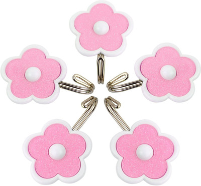

HOKIPO Flower Design Self Adhesive, Load Capacity 1.5 Kg, 5 - Pronged Hook(Pink)
