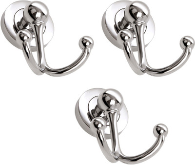 DOCOSS Pack of 3 -2 Pin Concealed Bathroom Cloth Hanger Wall Hooks For Hanging keys,Clothes Swivel Hook(Pack of 3)