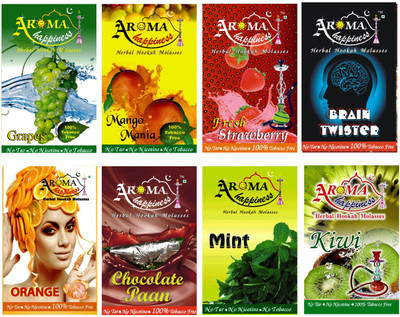 50% OFF on Aroma Happiness Pegs'N'Pipes Assorted Hookah Flavor(Total - 400 g, Pack of 8)