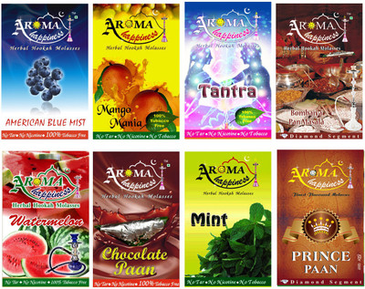 50% OFF on Aroma Happiness Pegs'N'Pipes Assorted Hookah Flavor(Total - 400 g, Pack of 8)