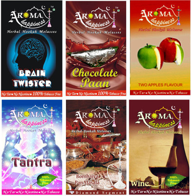 46% OFF on Aroma Happiness Pegs'N'Pipes Assorted Hookah Flavor(Total - 300 g, Pack of 6)