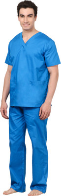 

Meded 100% Cotton,V-Neck Top and Drawstring Cargo, Comfort Fit (X Large/42) Shirt, Pant Hospital Scrub(Blue XL)