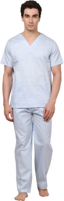

Meded 100% cotton,V-Neck Top and Drawstring Cargo Pant, Comfort Fit (Large/40) Shirt, Pant Hospital Scrub(Sky Blue L)