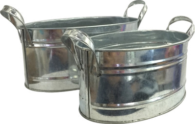 

EZ Life EZ-LIFE Tin Tub/Server - Silver Steel Ice Bucket(Silver)