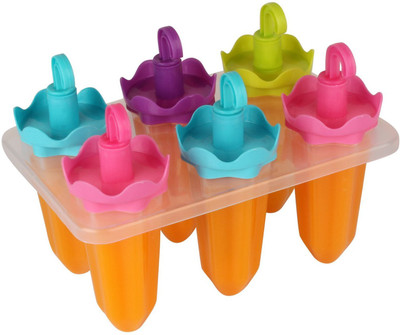 

HOKIPO Ice Cream Candy Popsicle Mold Kulfi Maker Sticks (6 Moulds) - Multicolor PP (Polypropylene) Ice Cube Tray Set(Pack of 1)