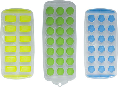 Homeish Ice Cube Tray Multicolor Plastic, Silicone Ice Cube Tray(Pack of 3)