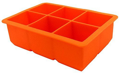 

PuTwo 6 Partitions Cube Ice Pop Molds Large Ice Cube Tray Xl 2Inch Super Giant Block Cube Trays Orange