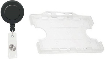 FINDSTUFF Plastic ID Badge Holder, ID Badge Reel(Pack of 2)