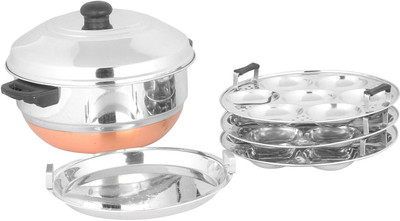 

Premium Stainless Steel Vegan 21 Idly Pot cum Steamer - Copper Bottom Standard Idli Maker(3 Plates , 21 Idlis )