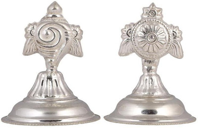 

Siri Creations Shanku Chakra Big Silver Incense Holder Set(Silver, Pack of 2)