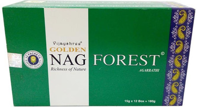 

Vijayshree VIJAYSHREE GOLDEN NAG FOREST PREMIUM INDIAN INCENSE STICK USABLE IN SPA, WORSHIP, POOJA OR HOME FRAGNANCE PACK OF 15GX12 AGARBATI Forest Agarbattis(13 Units)
