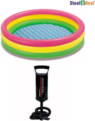 INTEX Stealodeal 5 Feet Kids Bath Pool Water Tub With Air Pump Inflatable Pool Accessory(Multicolor)