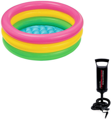 INTEX Hand Air Pump With 2ft Round Glow Baby Inflatable Pool, Pool Accessory(Multi-Color)