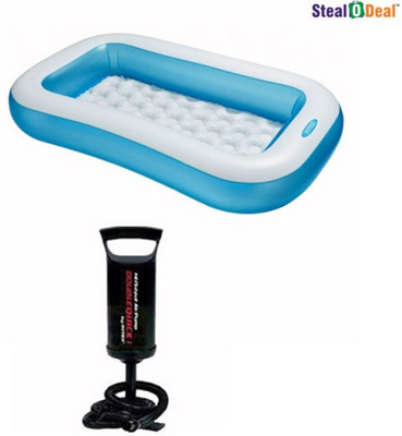 Intex Stealodeal Rectangular With Pump Inflatable Pool Combo(Multicolor)