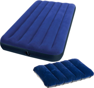INTEX Gold Dust VKIBWP1 Air Lock Pillow with Single Inflatable Bed(Blue)