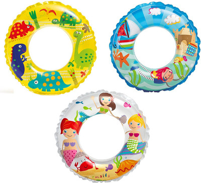 

Techhark Ocean Reef Transparent 24 inch Swim Ring, Multi Color, pack of 3 Inflatable Pool Accessory(Multicolor)