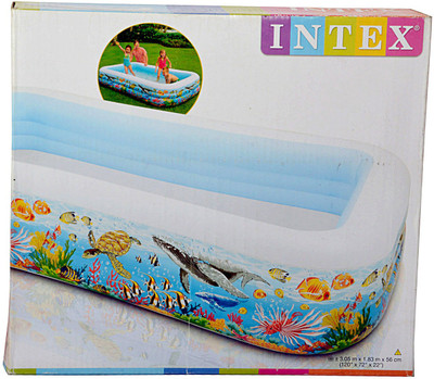 INTEX Rectangular Aquarium Theme Inflatable Swimming Pool(Blue, White)