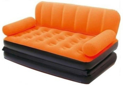 

Khareedi 1230A Velvet 3 Seater Inflatable Sofa(Color - Orange), Orange;black