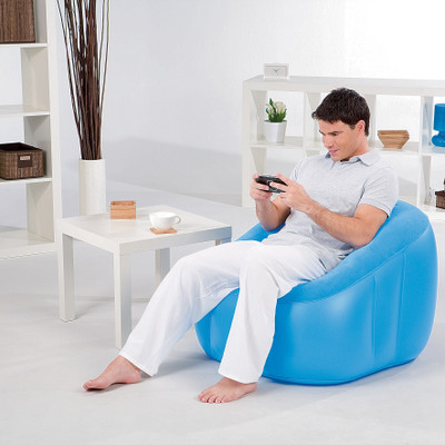 

Bestway Karmax Comfi Cube Chair (Blue) PVC 1 Seater Inflatable Sofa(Color - Blue)
