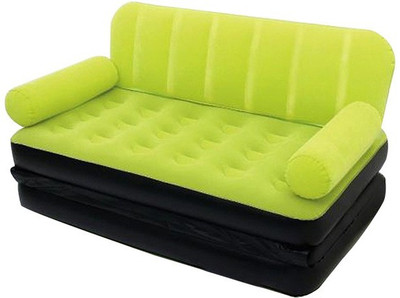 Shrih Double Velvet Bed Air Lounge Cum PP 3 Seater Inflatable Sofa(Color - Green) available at flipkart for Rs.7499