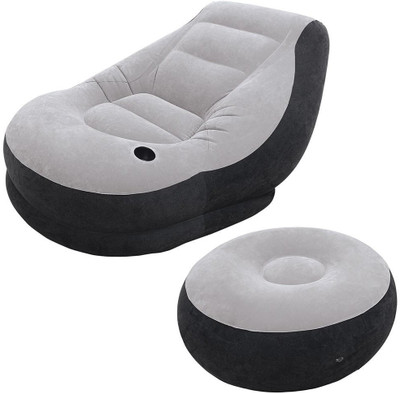 

Intex VW INTEX Ottoman Chair Vinyl 1 Seater Inflatable Sofa(Color - Black, Grey), Multicolor