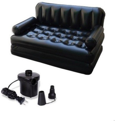 Lovato Airsofa cum Bed 5 In 1 PVC Air Multipurpose Black PP Doublebed Kids Sleeping Mattress Travel Lounge Seat Couch Electric Pump PP 3 Seater Inflatable Sofa(Color - Black) available at flipkart for Rs.2399