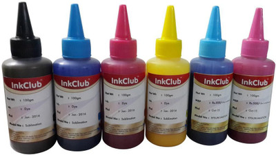 

Inkclub Compatible Epson Sublimation 100mlx6(cmyk,lc&lm) Multi Color Ink(Black, Magenta, Cyan, Yellow)