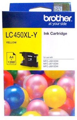 

Brother LC450XL Yellow Original Cartridge Box Pack For Brother MFC- J5910DW MFC- J6710DW MFC- J6910DW Printers Single Color Ink(Yellow)