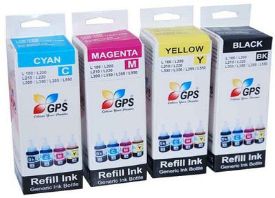 

Gps L100 / L110 / L200 / L210 / L355 /L300 / L350 / L550 / L310 / L360 / L365 / L455 / L555 / L565 / L1300 INK Multi Color Ink(Black, Magenta, Cyan, Yellow)